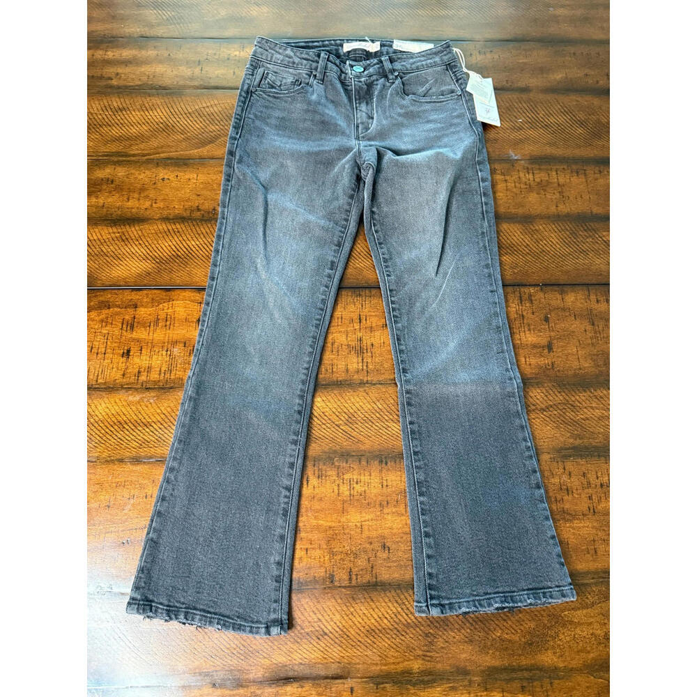 Unpublished - Margaux Crop Demi Flare Jean - Mid Rise Dark Gray Denim, Size 25